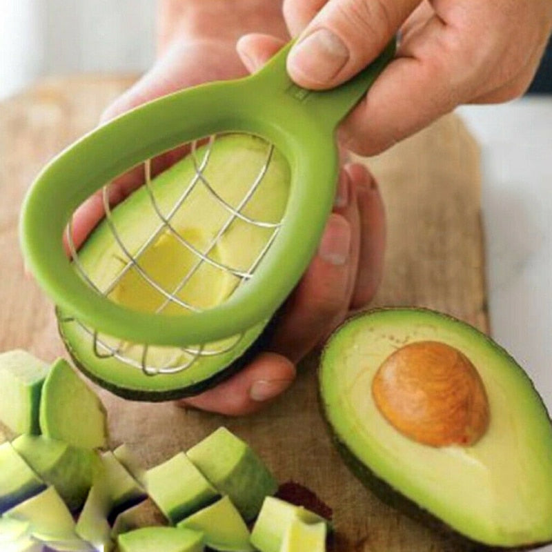 Stainless steel avocado slicer
