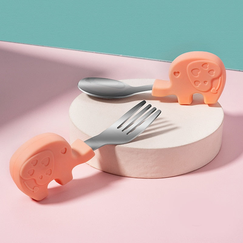 Stainless steel cartoon spoon and fork set