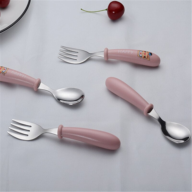 Stainless steel baby tableware spoon and fork