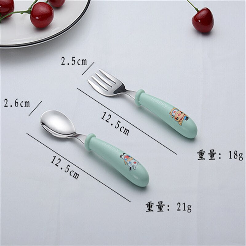 Stainless steel baby tableware spoon and fork