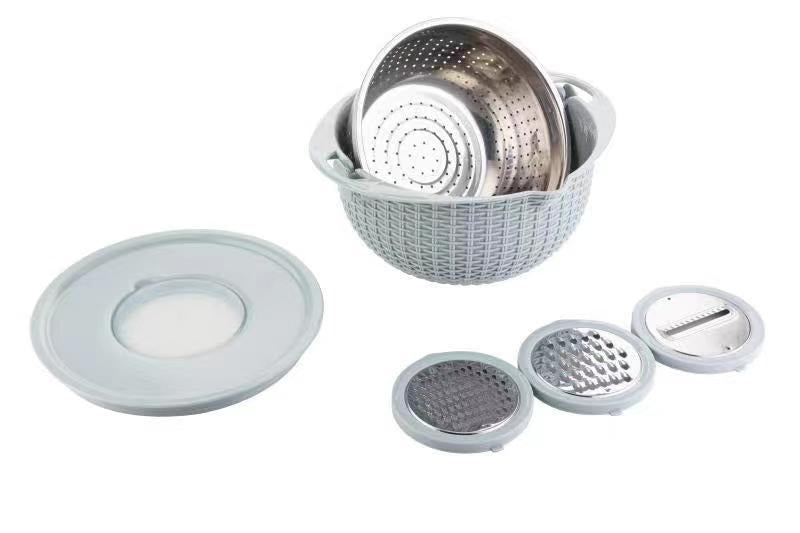 Stainless Steel Water Filter Basin Household Rotating Double-Layer Drainage Basket
