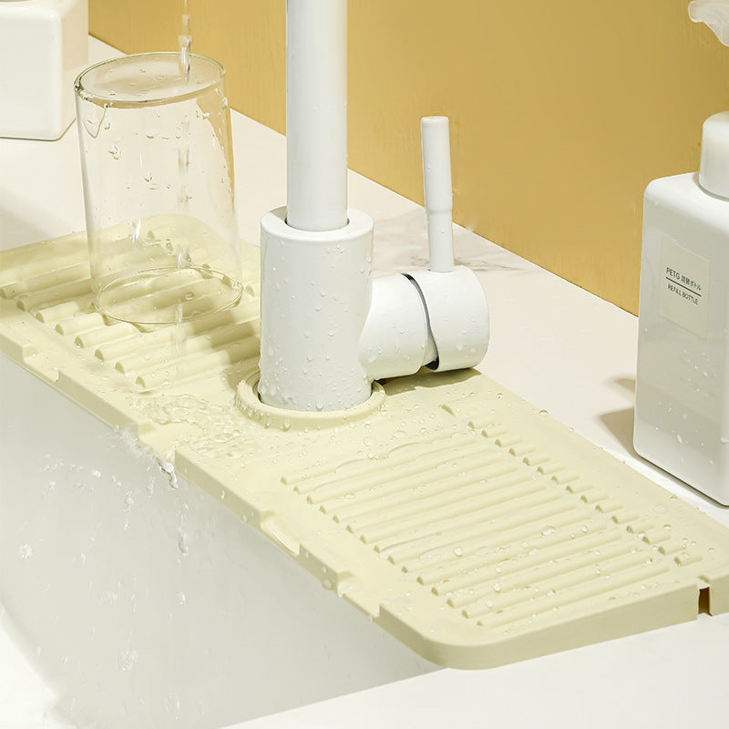 Height-increasing sloped drain pad faucet sink splash guard drain pad