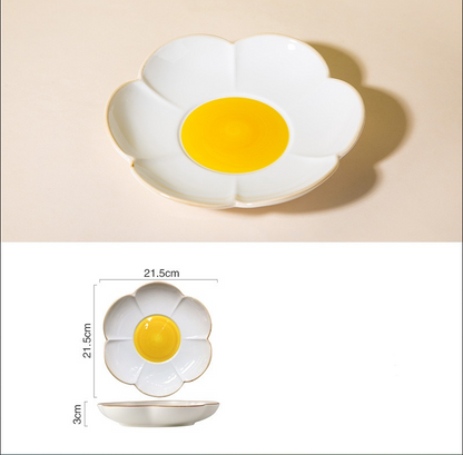 Creative Sun Egg Ceramic Bowl and Plate Set