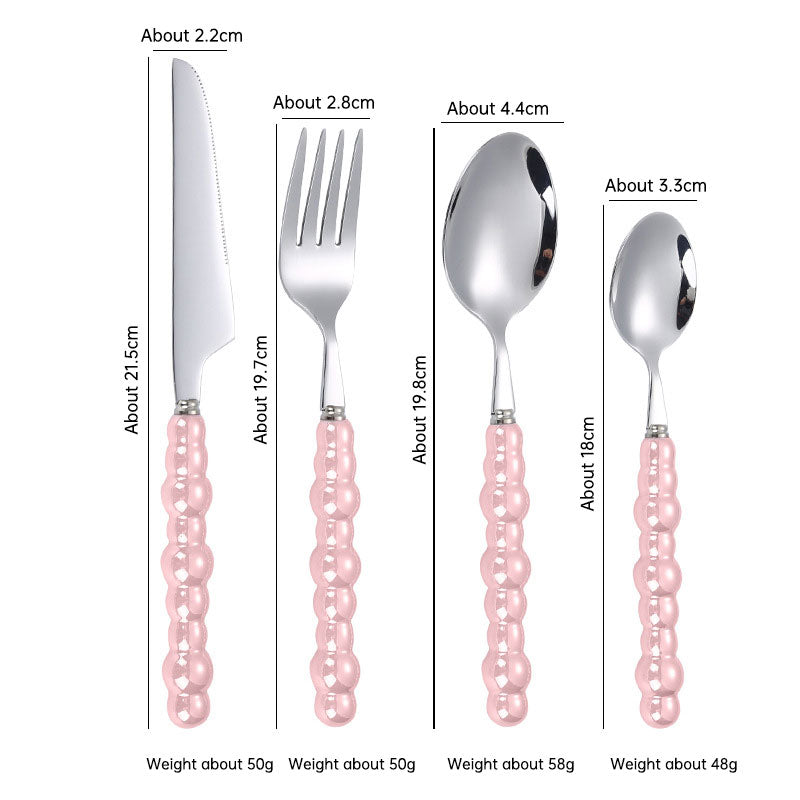 304 Stainless Steel Knife Fork Spoon with Creative Pearl Ceramic Handles Tableware