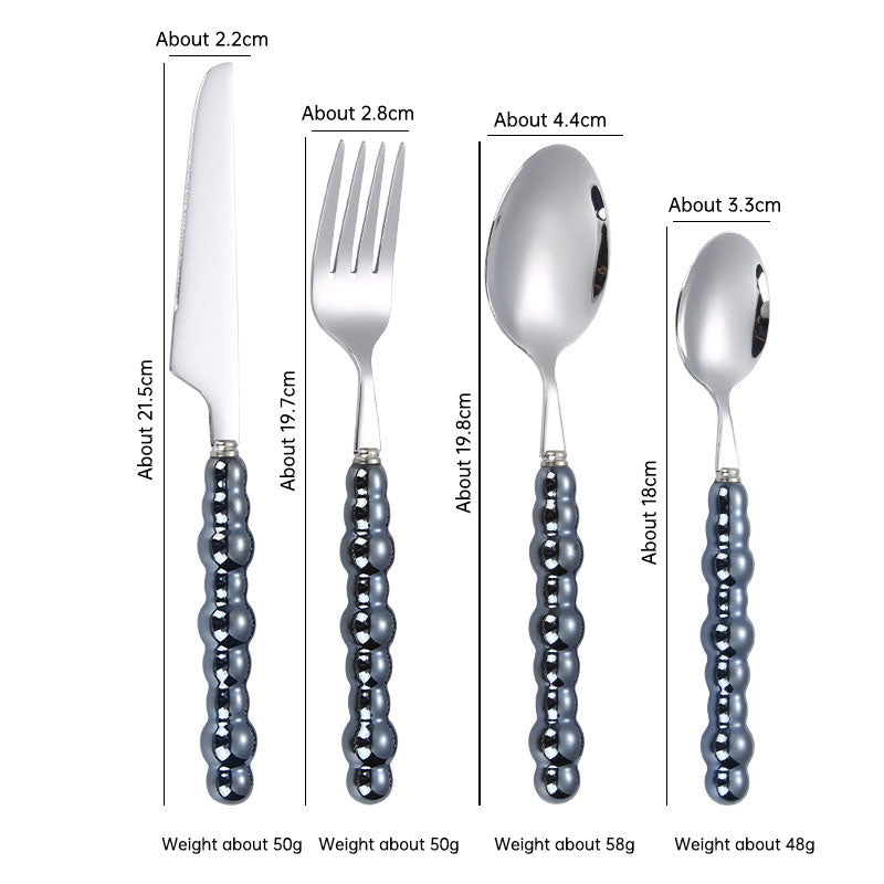 304 Stainless Steel Knife Fork Spoon with Creative Pearl Ceramic Handles Tableware