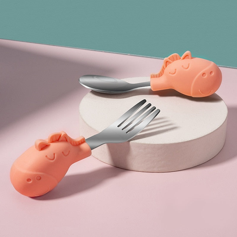 Stainless steel cartoon spoon and fork set