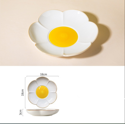 Creative Sun Egg Ceramic Bowl and Plate Set