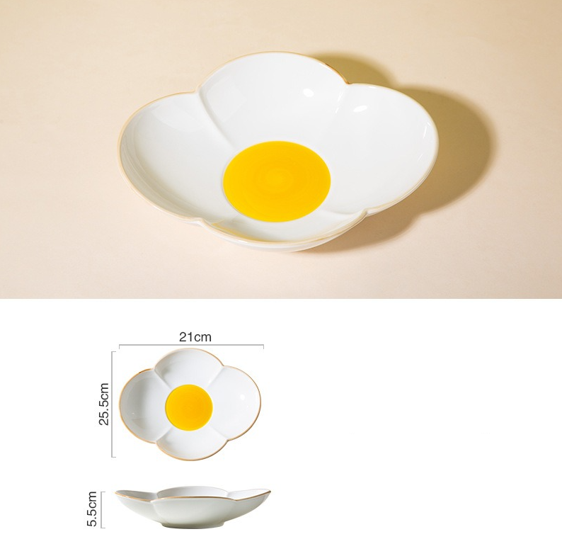 Creative Sun Egg Ceramic Bowl and Plate Set