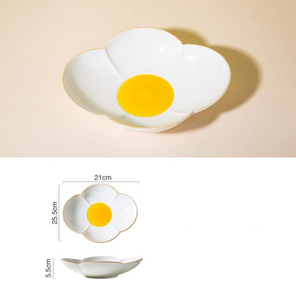 Creative Sun Egg Ceramic Bowl and Plate Set