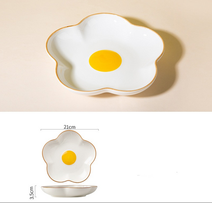 Creative Sun Egg Ceramic Bowl and Plate Set