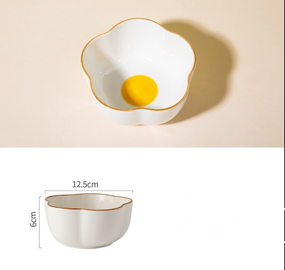 Creative Sun Egg Ceramic Bowl and Plate Set