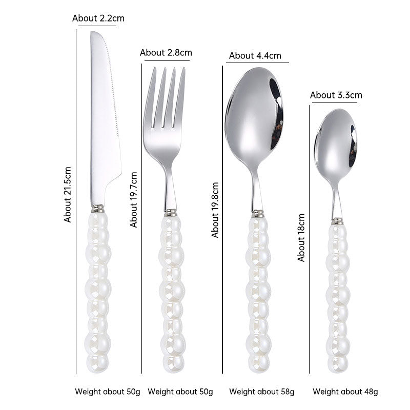 304 Stainless Steel Knife Fork Spoon with Creative Pearl Ceramic Handles Tableware