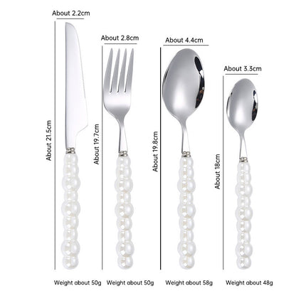 304 Stainless Steel Knife Fork Spoon with Creative Pearl Ceramic Handles Tableware