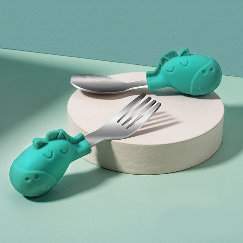 Stainless steel cartoon spoon and fork set