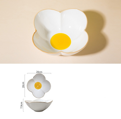 Creative Sun Egg Ceramic Bowl and Plate Set