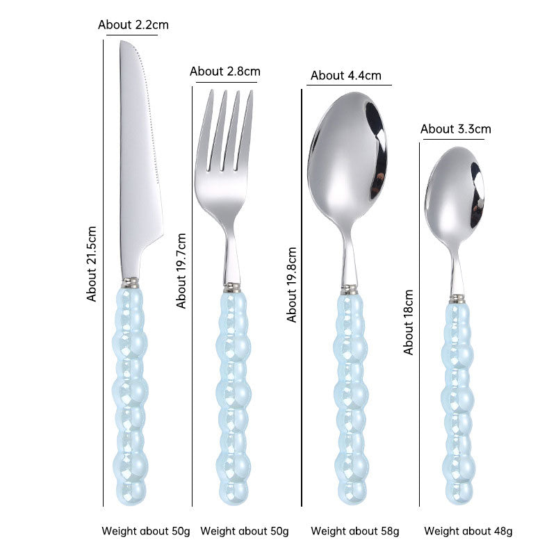 304 Stainless Steel Knife Fork Spoon with Creative Pearl Ceramic Handles Tableware