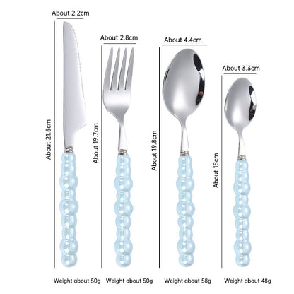 304 Stainless Steel Knife Fork Spoon with Creative Pearl Ceramic Handles Tableware
