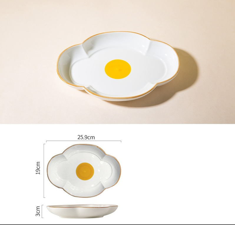 Creative Sun Egg Ceramic Bowl and Plate Set