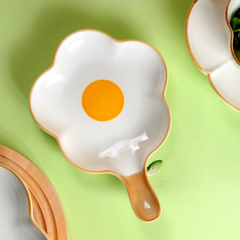 Creative Sun Egg Ceramic Bowl and Plate Set