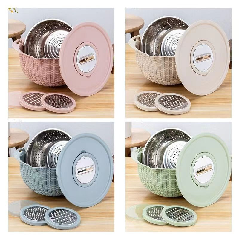 Stainless Steel Water Filter Basin Household Rotating Double-Layer Drainage Basket