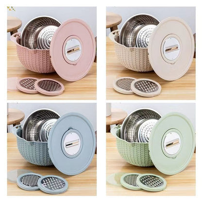 Stainless Steel Water Filter Basin Household Rotating Double-Layer Drainage Basket