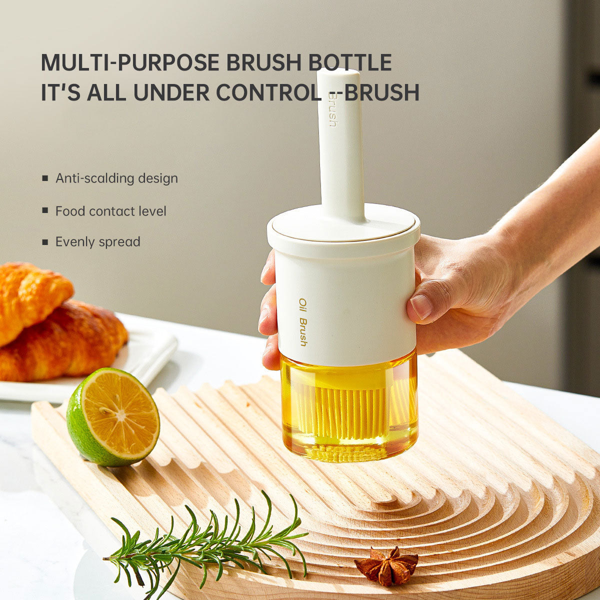 Grill Brush with Bottle, High-Temperature Resistant All-in-One