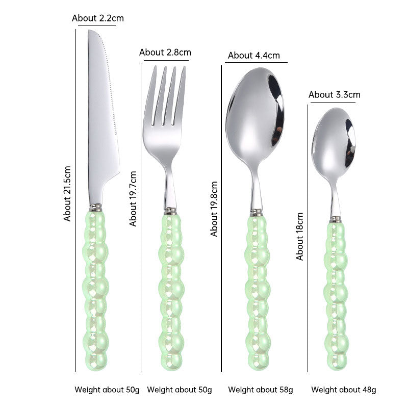304 Stainless Steel Knife Fork Spoon with Creative Pearl Ceramic Handles Tableware