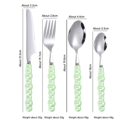 304 Stainless Steel Knife Fork Spoon with Creative Pearl Ceramic Handles Tableware