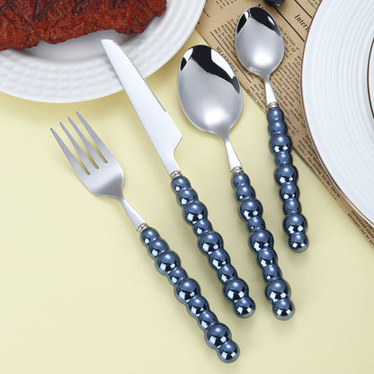 304 Stainless Steel Knife Fork Spoon with Creative Pearl Ceramic Handles Tableware