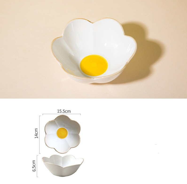 Creative Sun Egg Ceramic Bowl and Plate Set